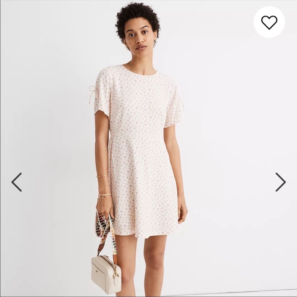 Madewell tie sleeve retro mini dress in Dutch Dandelion